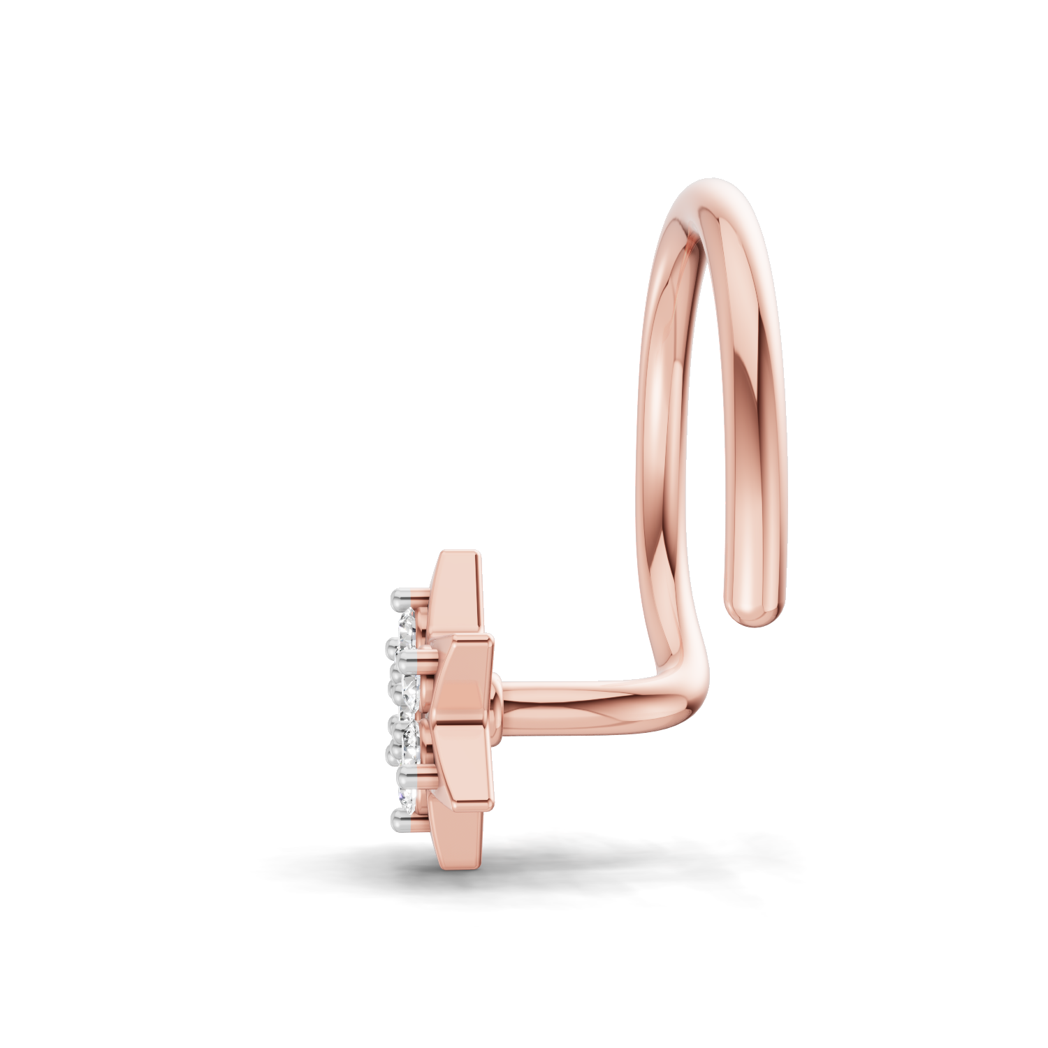 0.03 Carat Lab Grown Diamond Star Flatback Nosepin | 14K Rose Gold (Wire)