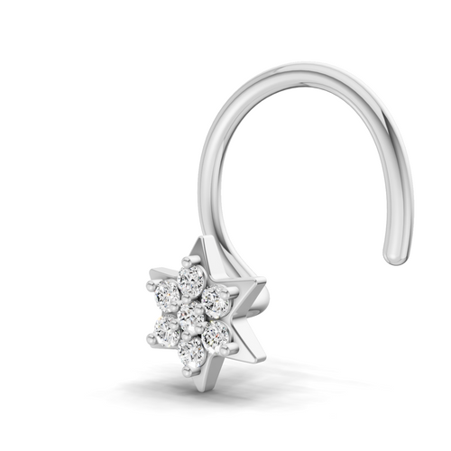 0.03 Carat Lab Grown Diamond Star Flatback Nosepin | 14K White Gold (Wire)