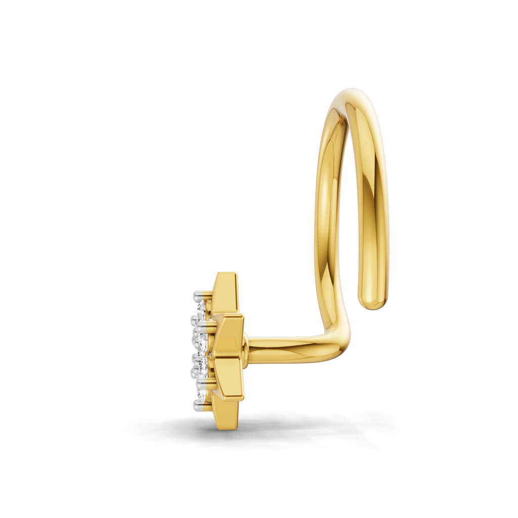 0.03 Carat Lab Grown Diamond Star Flatback Nosepin | 14K Yellow Gold (Wire)