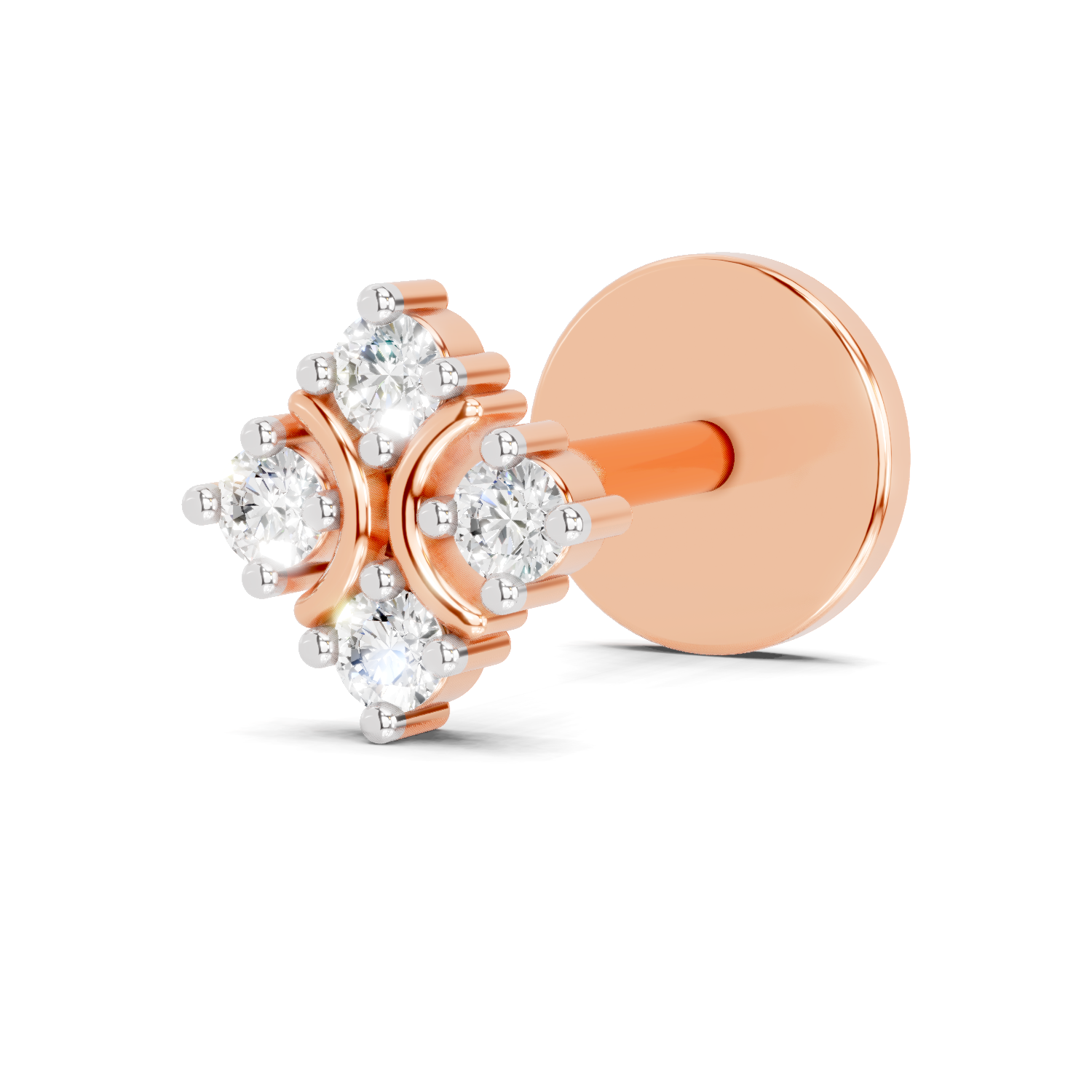 0.04 Carat Round Star Shape Diamond Nose Pin | 14K Rose Gold-Screw