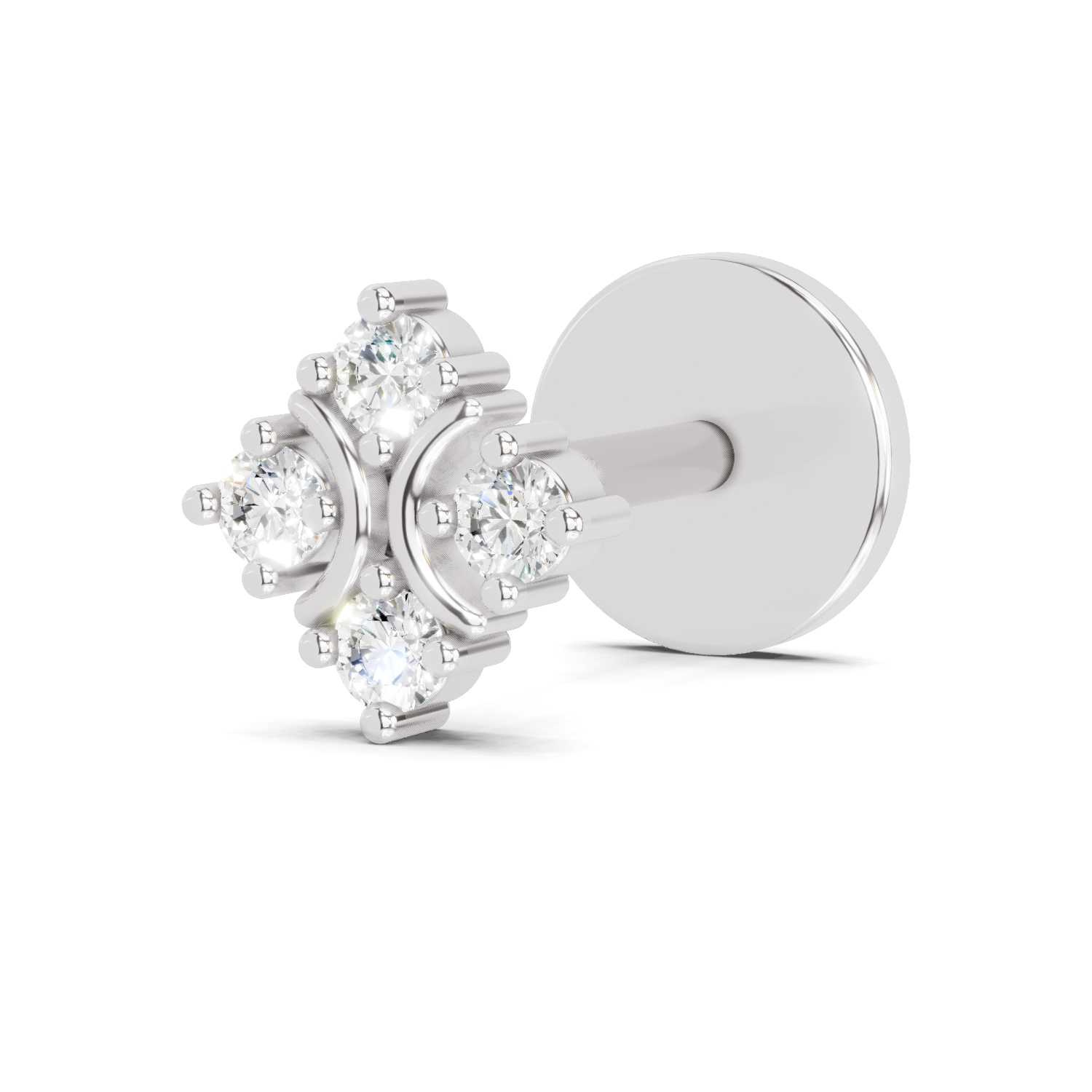 0.04 Carat Round Star Shape Diamond Nose Pin | 14K White Gold-Screw