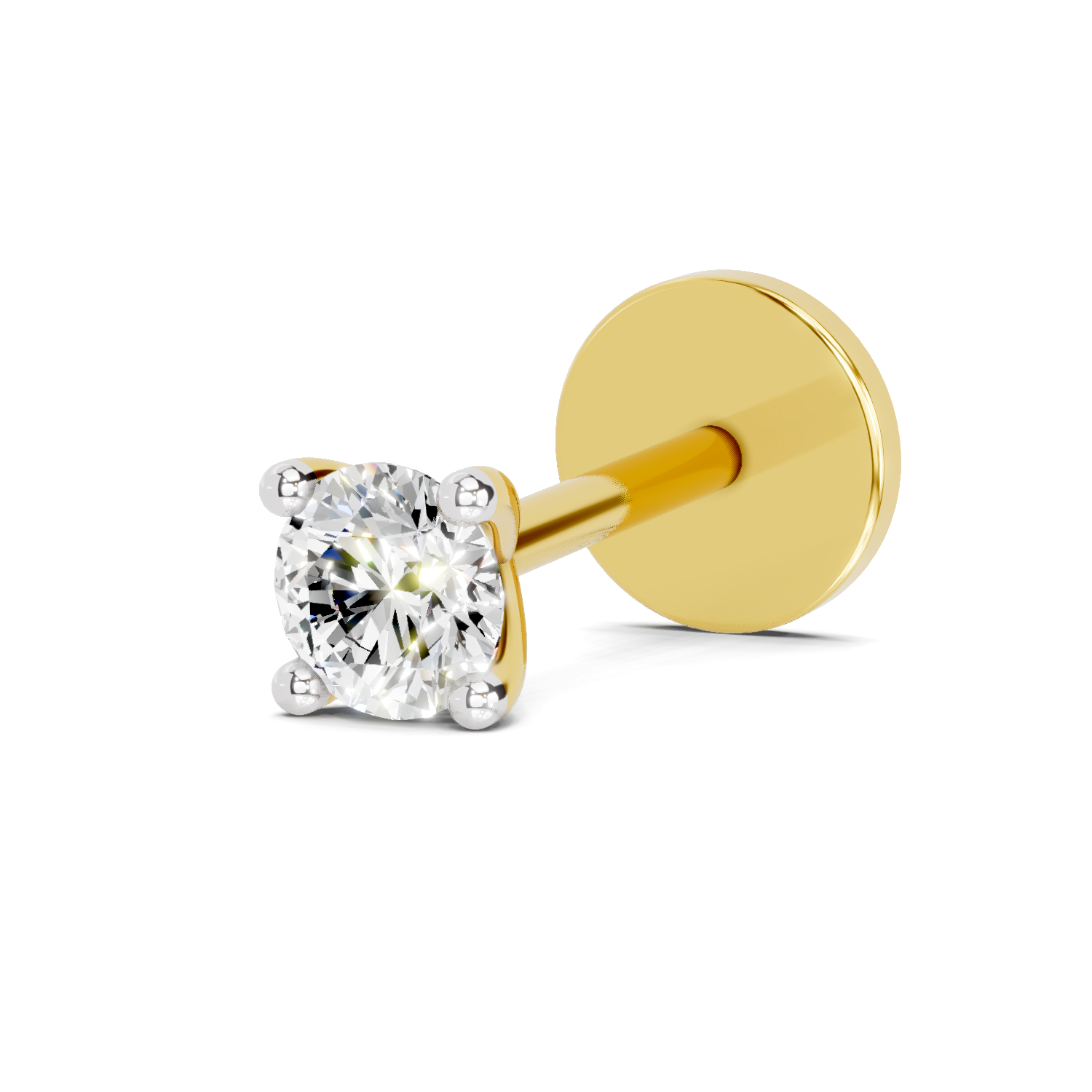0.06 Carat Round Shape Classic Solitaire Diamond Nose Pin | 14K Yellow Gold-Screw