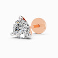 0.06 Carat Round Shape 3 Prong Solitaire Diamond Nose Pin | 14K Rose Gold-Screw
