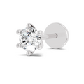0.05 Carat Lab Grown Diamond Solitaire Flat-Back Labret Nosepin | 14K White Gold (Screw)