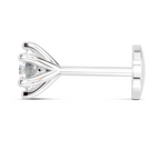 0.05 Carat Lab Grown Diamond Solitaire Flat-Back Labret Nosepin | 14K White Gold (Screw)