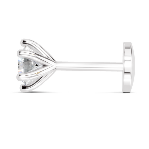 0.05 Carat Lab Grown Diamond Solitaire Flat-Back Labret Nosepin | 14K White Gold (Screw)