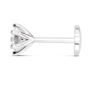0.05 Carat Lab Grown Diamond Solitaire Flat-Back Labret Nosepin | 14K White Gold (Screw)