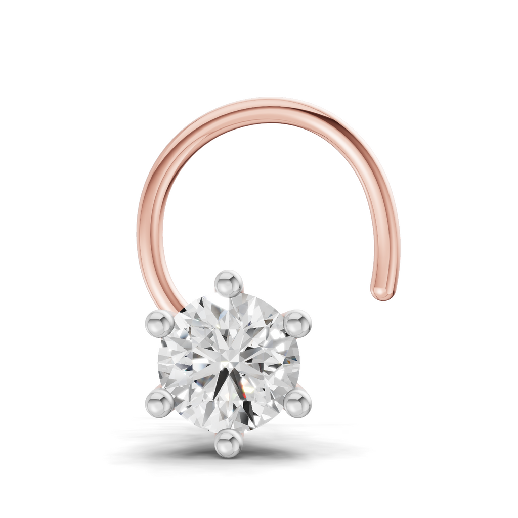 0.05 Carat Lab Grown Diamond Solitaire Flat-Back Labret Nosepin | 14K Rose Gold (Wire)