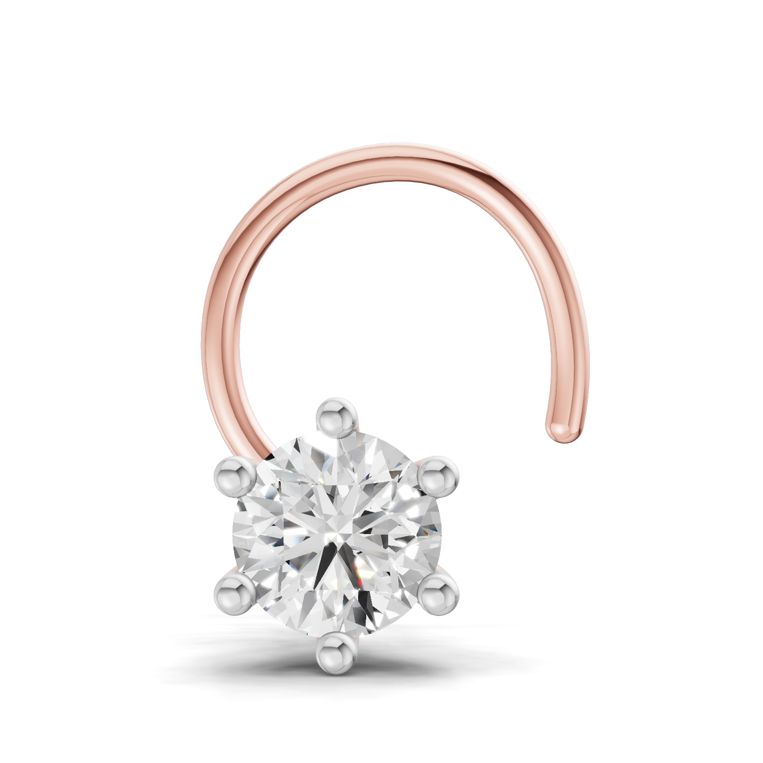 0.05 Carat Lab Grown Diamond Solitaire Flat-Back Labret Nosepin | 14K Rose Gold (Wire)