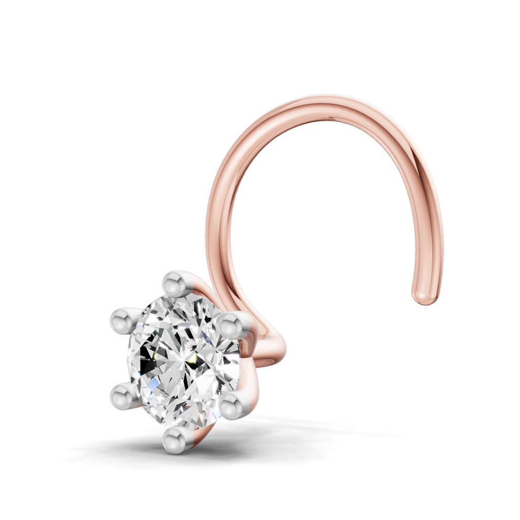 0.05 Carat Lab Grown Diamond Solitaire Flat-Back Labret Nosepin | 14K Rose Gold (Wire)