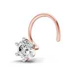 0.05 Carat Lab Grown Diamond Solitaire Flat-Back Labret Nosepin | 14K Rose Gold (Wire)