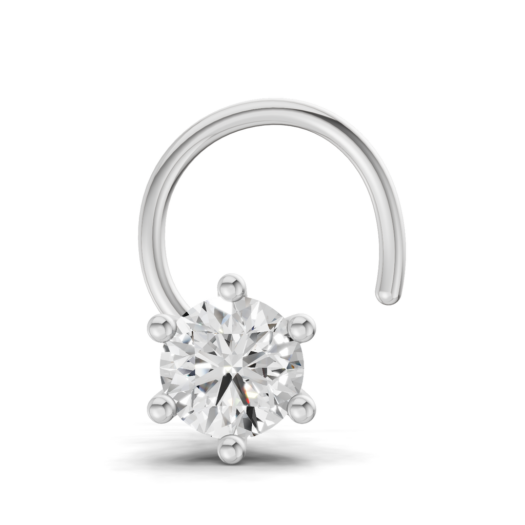 0.05 Carat Lab Grown Diamond Solitaire Flat-Back Labret Nosepin | 14K White Gold (Wire)
