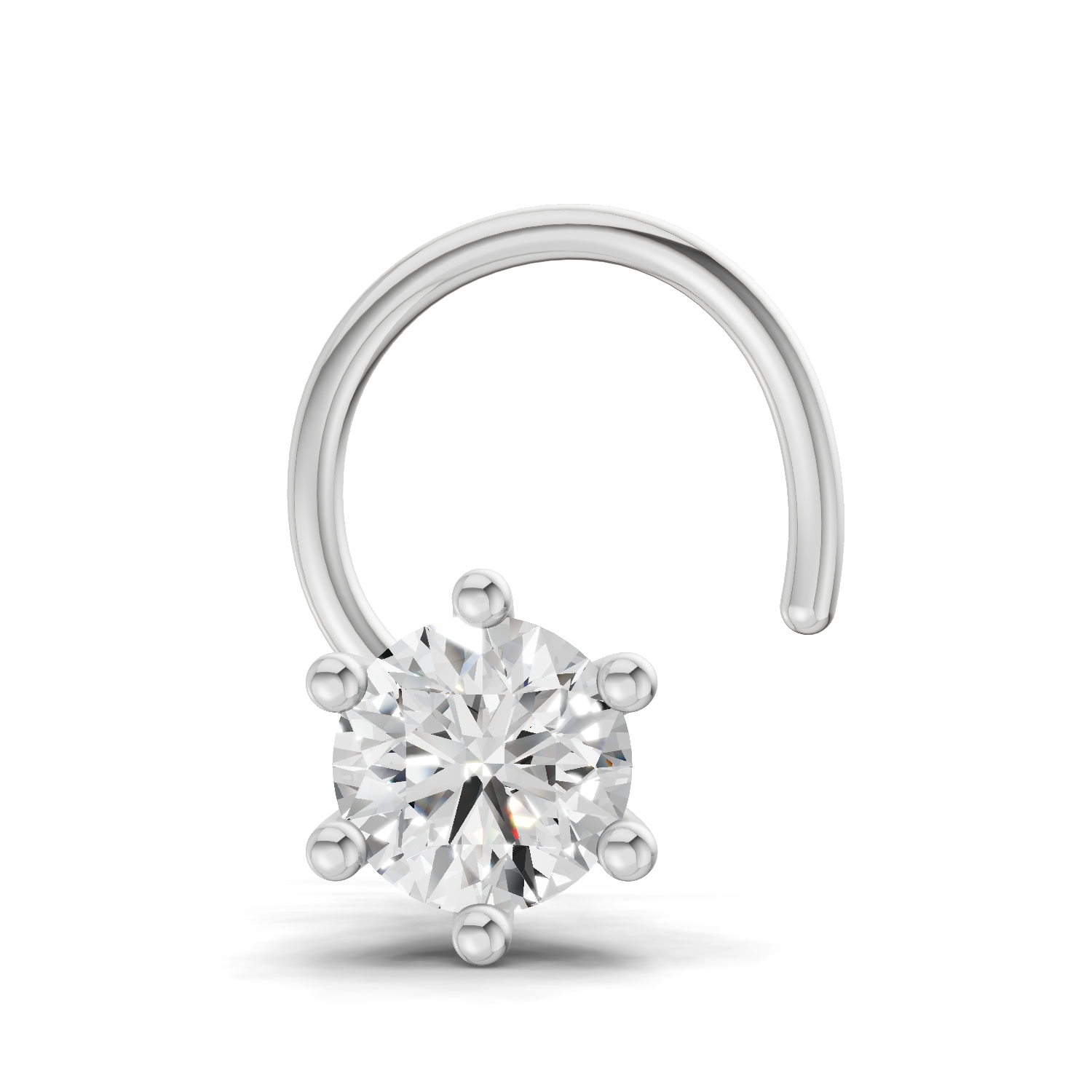 0.05 Carat Lab Grown Diamond Solitaire Flat-Back Labret Nosepin | 14K White Gold (Wire)