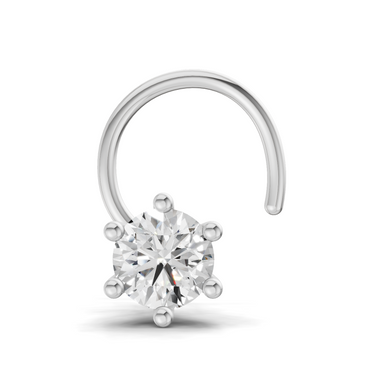 0.05 Carat Lab Grown Diamond Solitaire Flat-Back Labret Nosepin | 14K White Gold (Wire)