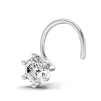 0.05 Carat Lab Grown Diamond Solitaire Flat-Back Labret Nosepin | 14K White Gold (Wire)