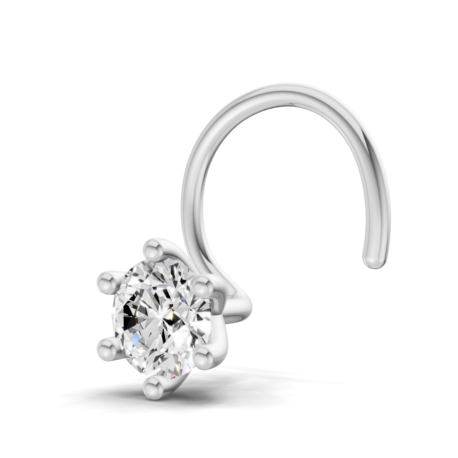 0.05 Carat Lab Grown Diamond Solitaire Flat-Back Labret Nosepin | 14K White Gold (Wire)