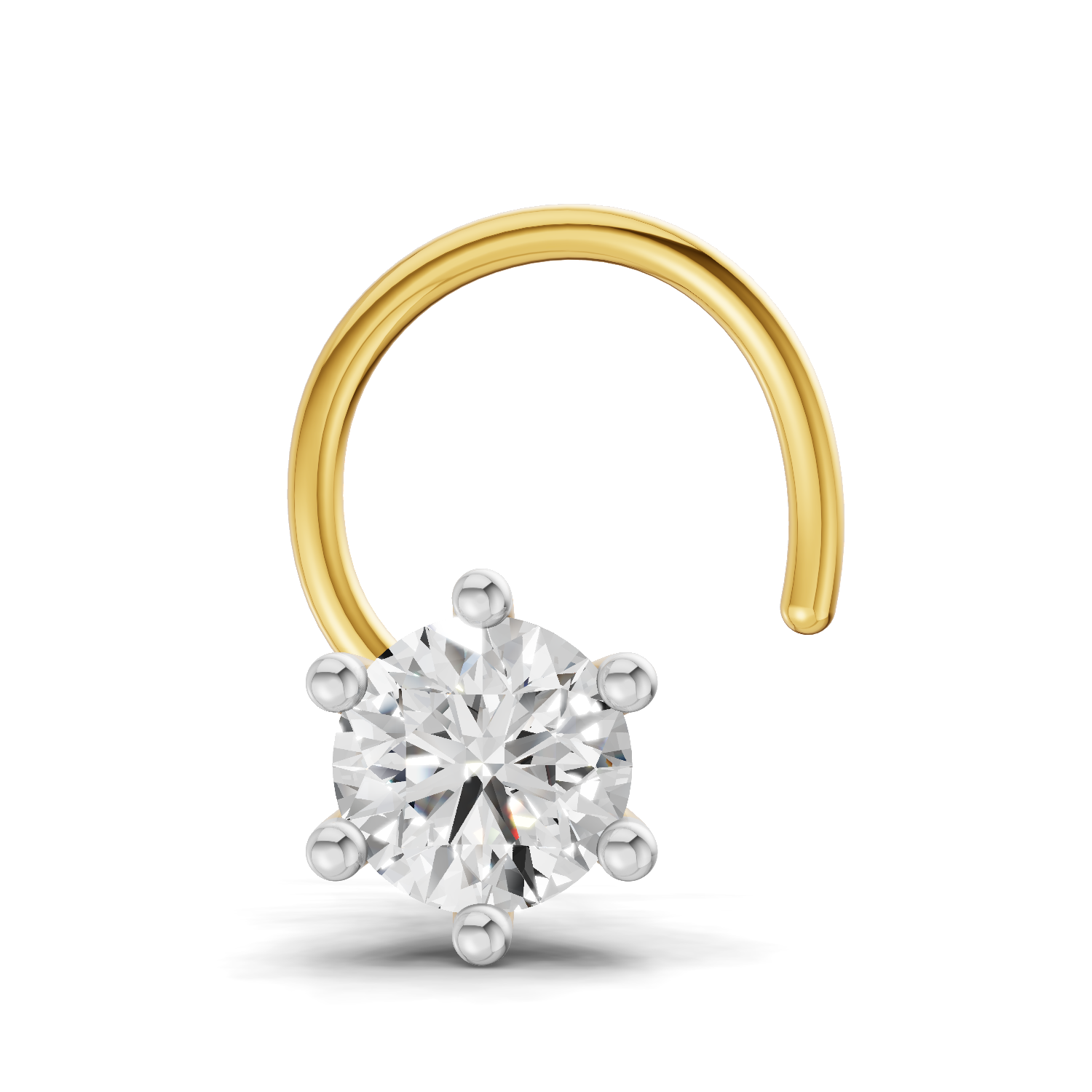 0.05 Carat Lab Grown Diamond Solitaire Flat-Back Labret Nosepin | 14K Yellow Gold (Wire)