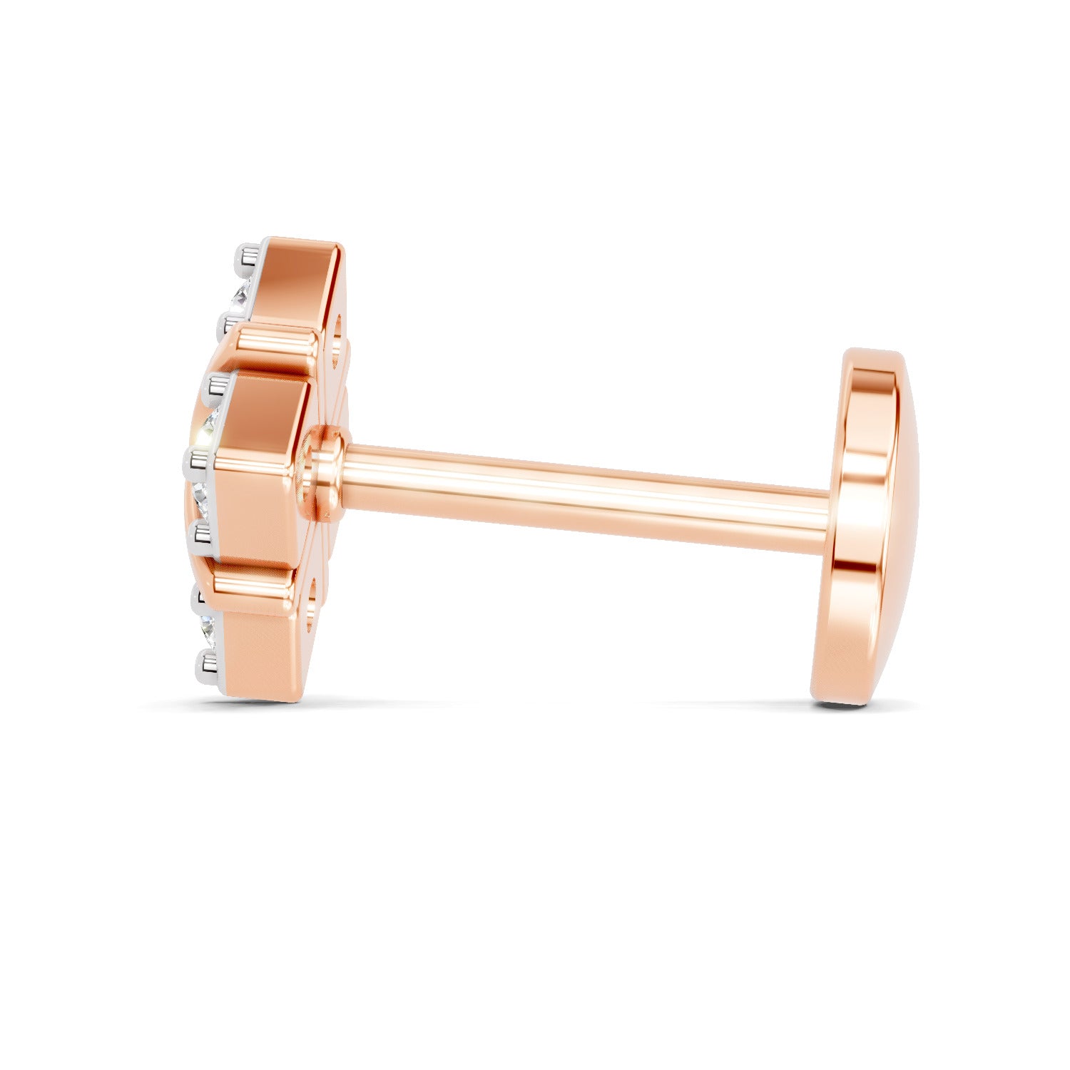 0.09 Carat Lab Grown Diamond Royal Four Nosepin | 14K Rose Gold (Screw)