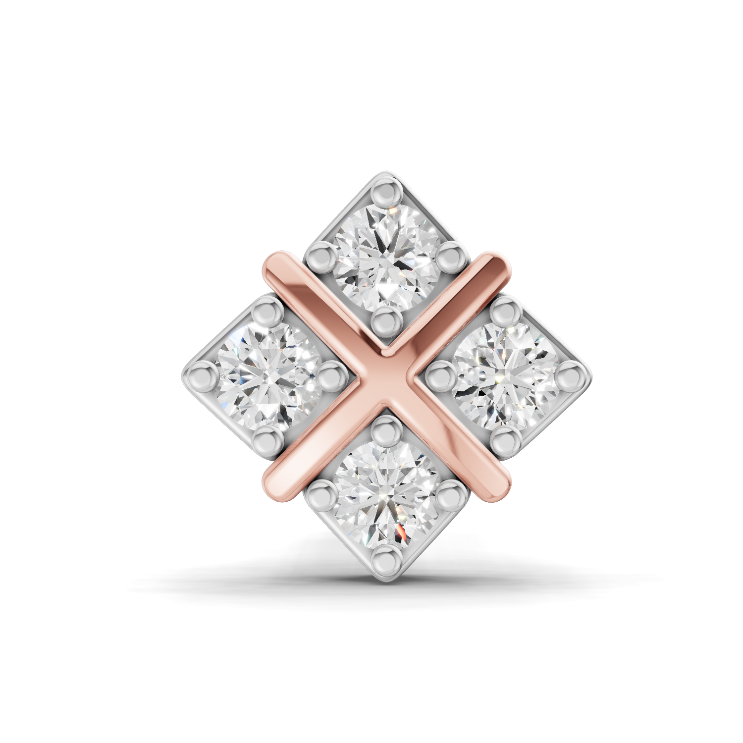 0.09 Carat Lab Grown Diamond Royal Four Nosepin | 14K Rose Gold (Screw)
