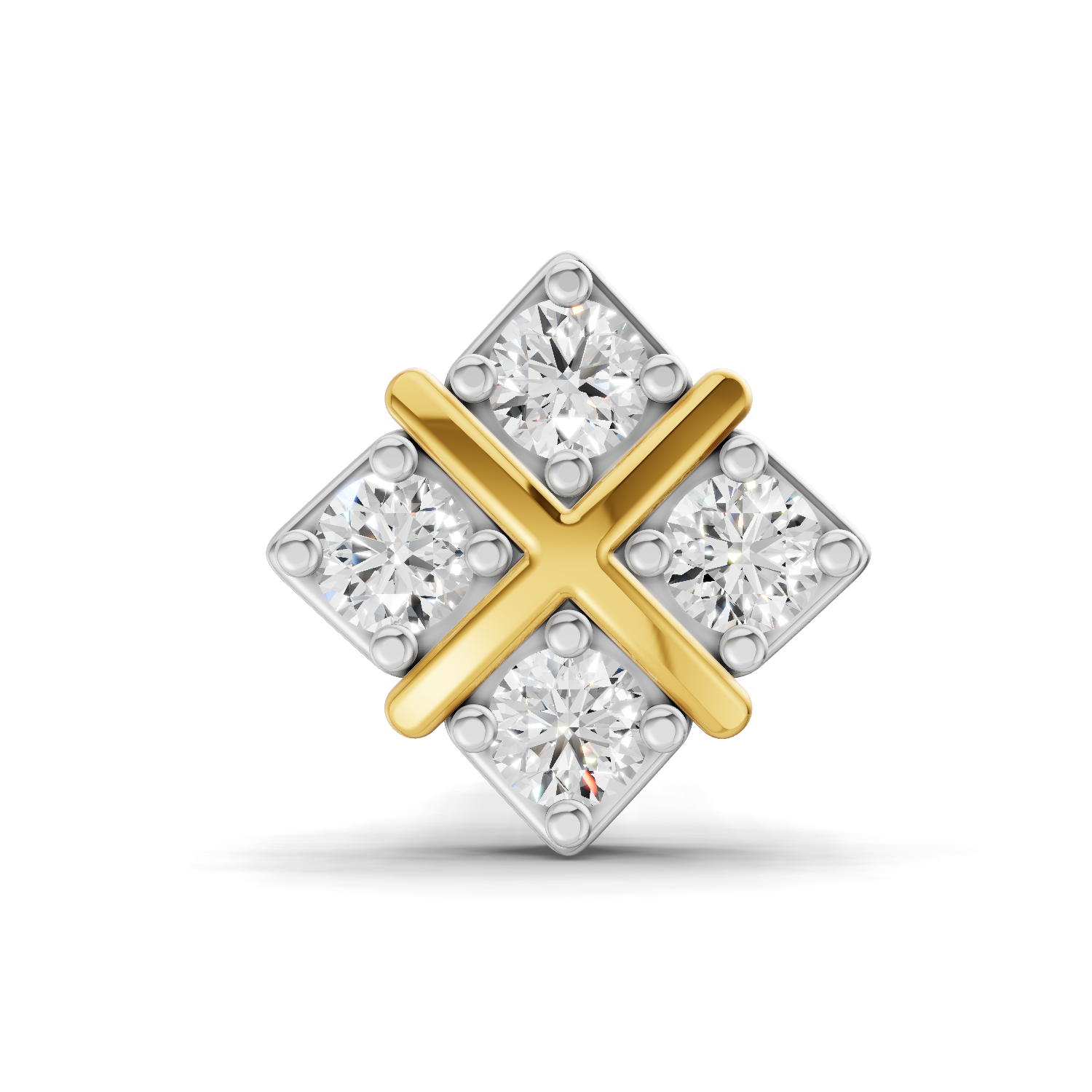 0.09 Carat Lab Grown Diamond Royal Four Nosepin | 14K Yellow Gold (Screw)