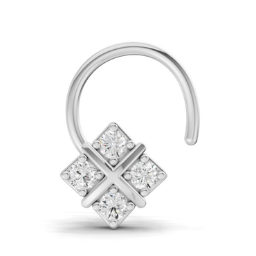 0.09 Carat Lab Grown Diamond Royal Four Nosepin | 14K White Gold (Wire)