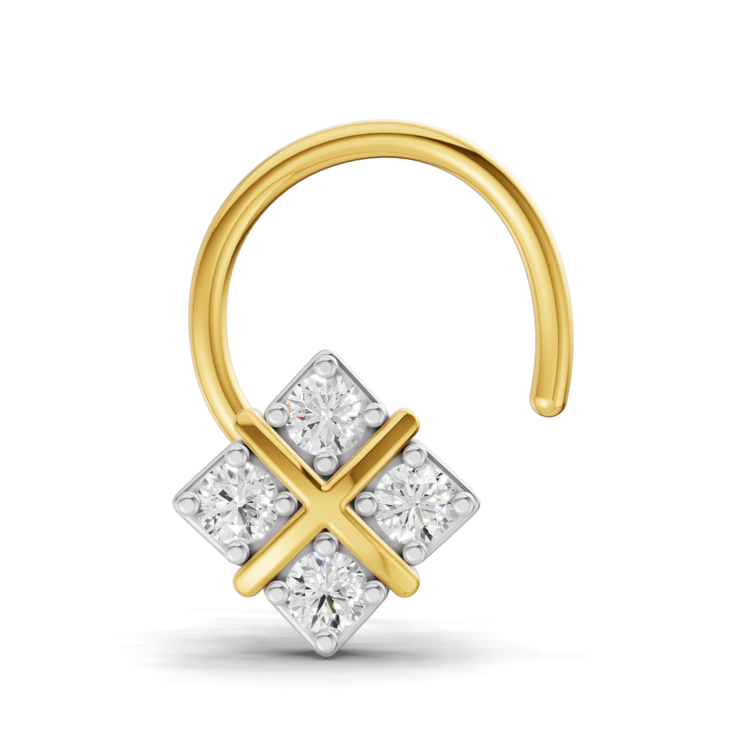 0.09 Carat Lab Grown Diamond Royal Four Nosepin | 14K Yellow Gold (Wire)