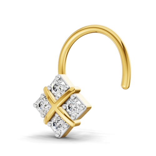 0.09 Carat Lab Grown Diamond Royal Four Nosepin | 14K Yellow Gold (Wire)