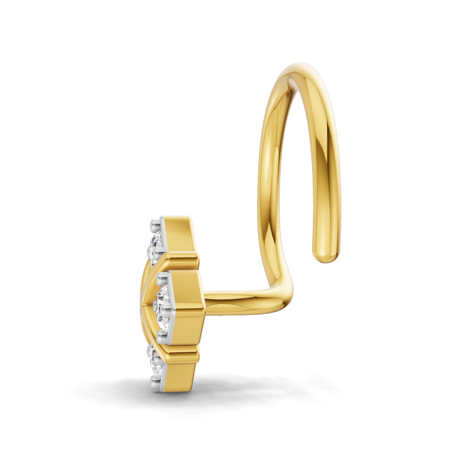 0.09 Carat Lab Grown Diamond Royal Four Nosepin | 14K Yellow Gold (Wire)