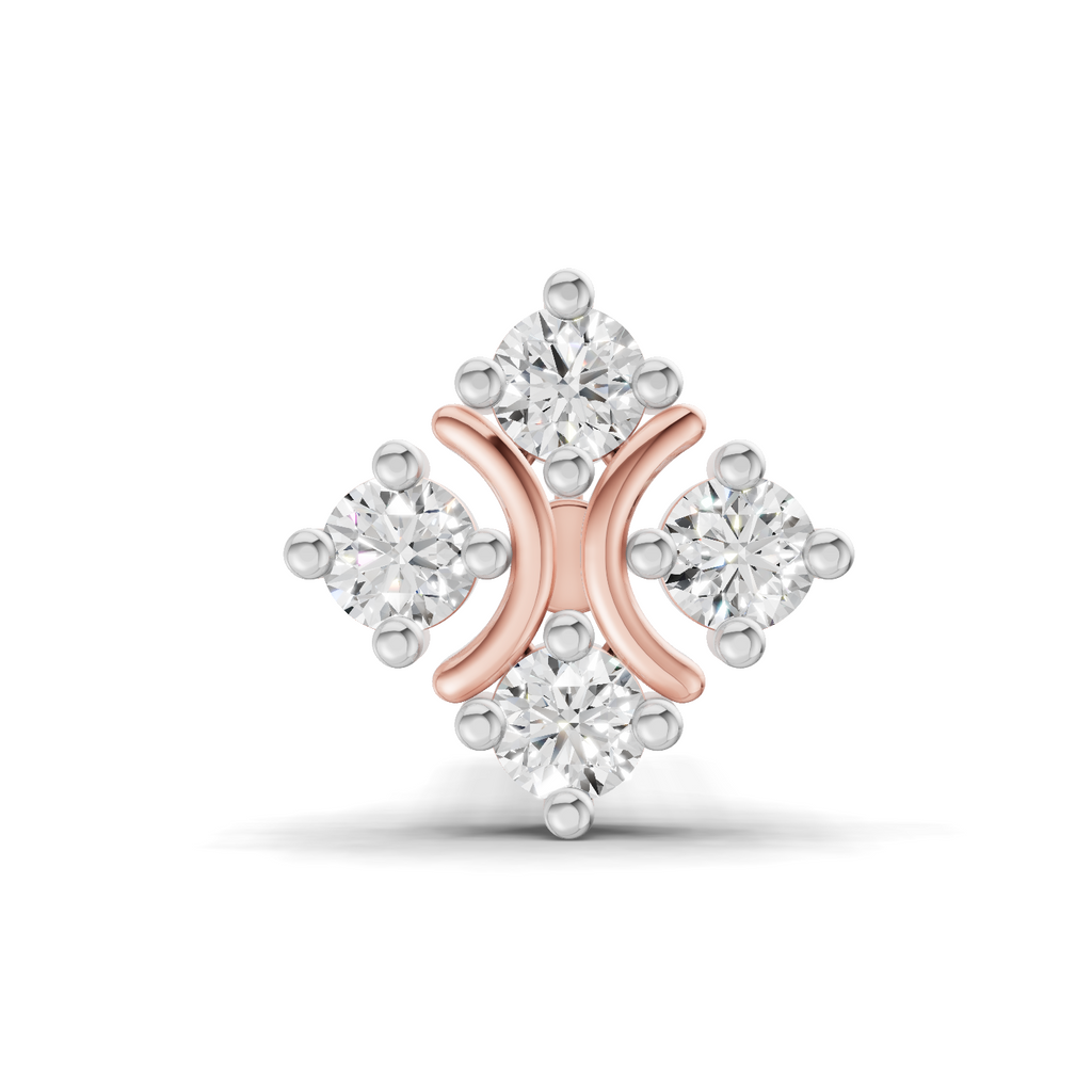 0.03 Carat Lab Grown Diamond Moon Bloom Nosepin | 14K Rose Gold (Screw)