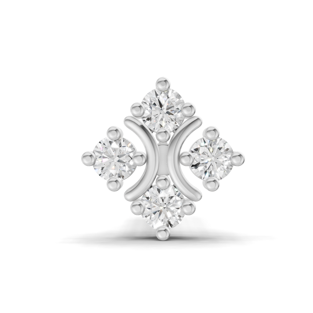 0.03 Carat Lab Grown Diamond Moon Bloom Nosepin | 14K White Gold (Screw)