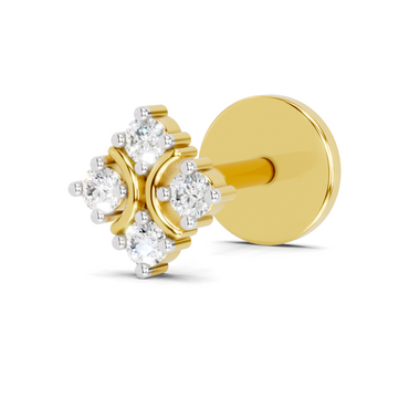 0.03 Carat Lab Grown Diamond Moon Bloom Nosepin | 14K Yellow Gold (Screw)