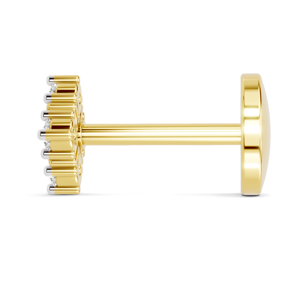 0.03 Carat Lab Grown Diamond Moon Bloom Nosepin | 14K Yellow Gold (Screw)