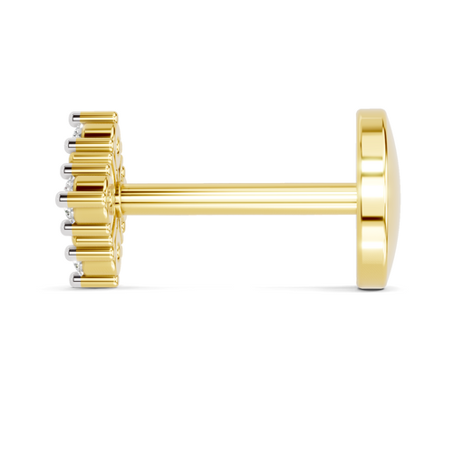 0.03 Carat Lab Grown Diamond Moon Bloom Nosepin | 14K Yellow Gold (Screw)