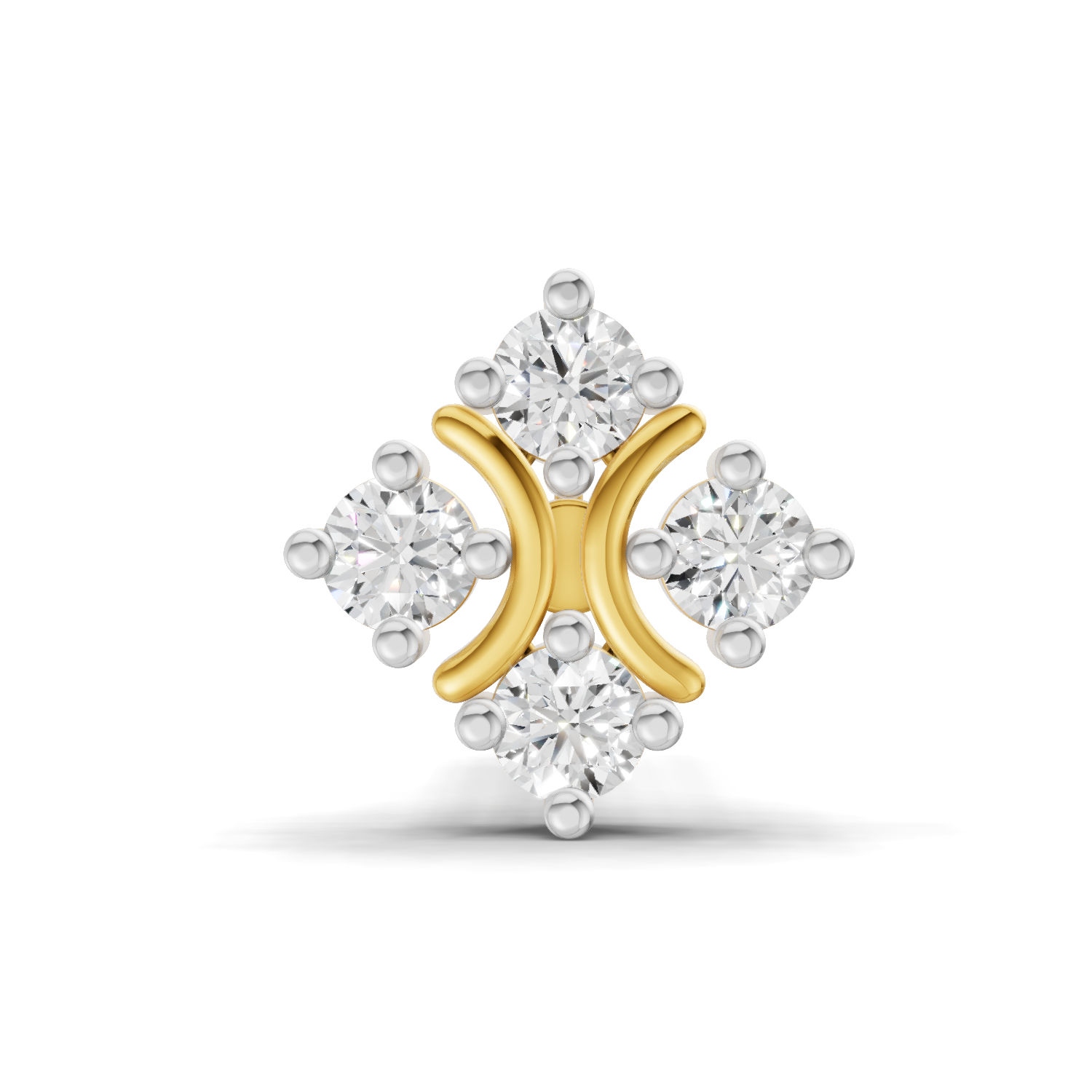 0.03 Carat Lab Grown Diamond Moon Bloom Nosepin | 14K Yellow Gold (Screw)