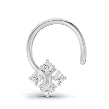 0.03 Carat Lab Grown Diamond Moon Bloom Nosepin | 14K White Gold (Wire)