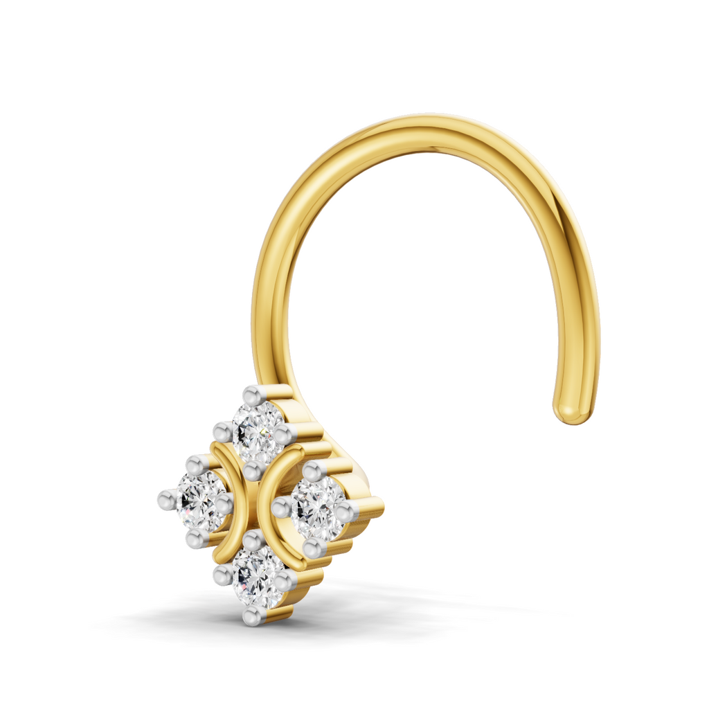 0.03 Carat Lab Grown Diamond Moon Bloom Nosepin | 14K Yellow Gold (Wire)