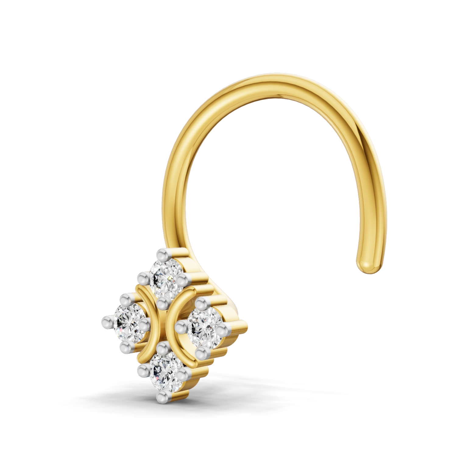 0.03 Carat Lab Grown Diamond Moon Bloom Nosepin | 14K Yellow Gold (Wire)