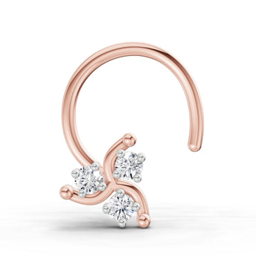 0.03 Ct Round Shape Floral Diamond Nose Pin | 14K Rose Gold