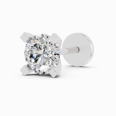 0.35 Carat Round Shape 4 Prong Solitaire Diamond Nose Pin | 14K White Gold-Screw