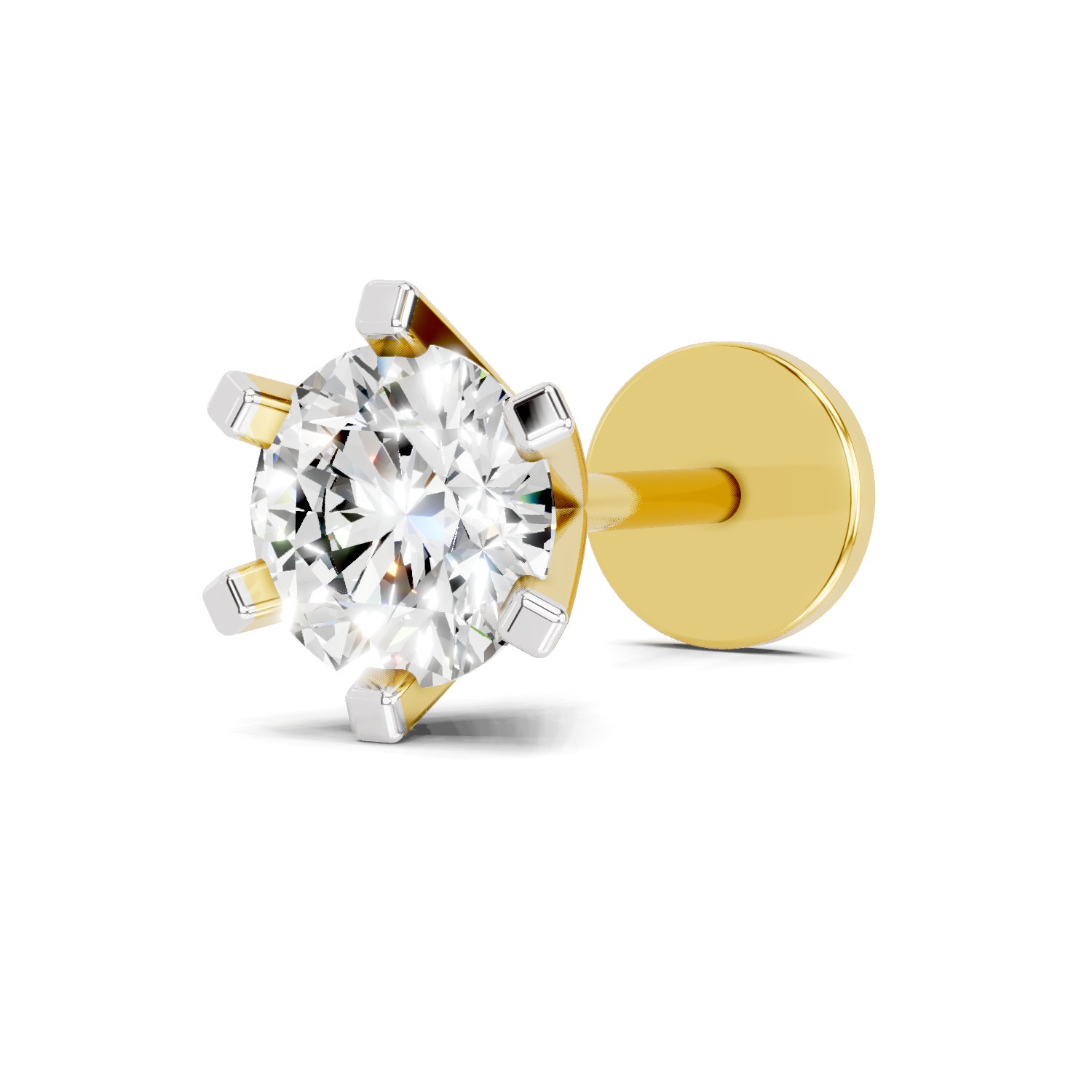 0.35 Carat Round Shape Nose Pin | 14K Yellow Gold-Screw