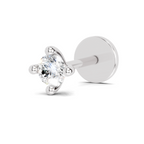 0.06 Carat Lab Grown Diamond 4-Prong Nose Stud Nosepin | 14K White Gold (Screw)