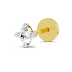 0.06 Carat Lab Grown Diamond 4-Prong Nose Stud Nosepin | 14K Yellow Gold (Screw)