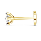 0.06 Carat Lab Grown Diamond 4-Prong Nose Stud Nosepin | 14K Yellow Gold (Screw)