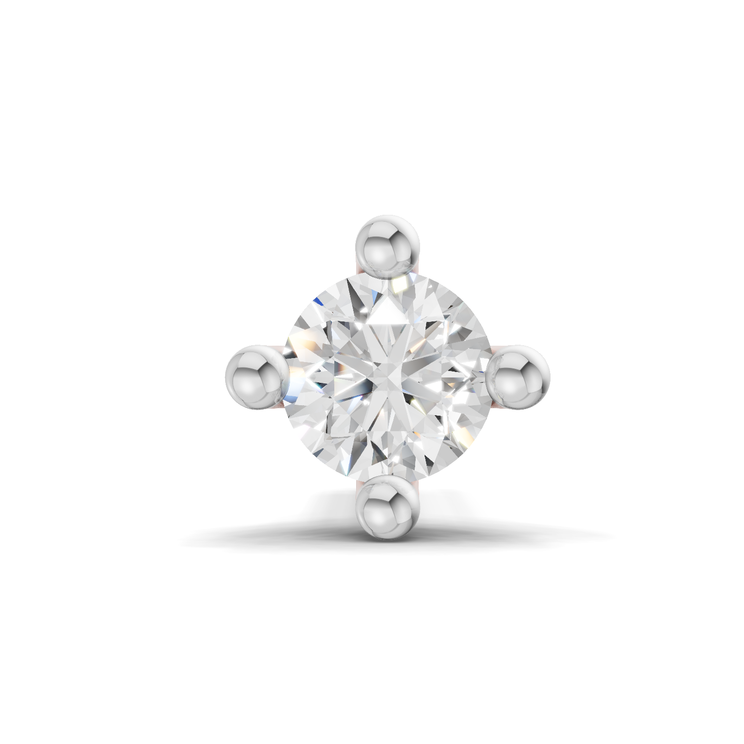 0.06 Carat Lab Grown Diamond 4-Prong Nose Stud Nosepin | 14K Yellow Gold (Screw)