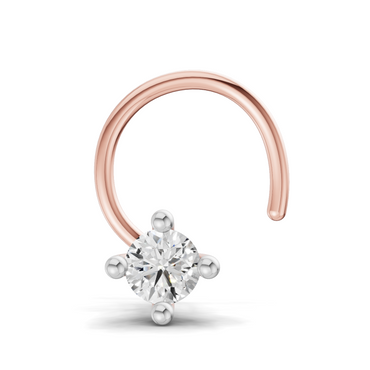 0.06 Carat Lab Grown Diamond 4-Prong Nose Stud Nosepin | 14K Rose Gold (Wire)