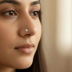0.06 Carat Lab Grown Diamond 4-Prong Nose Stud Nosepin | 14K White Gold (Wire)
