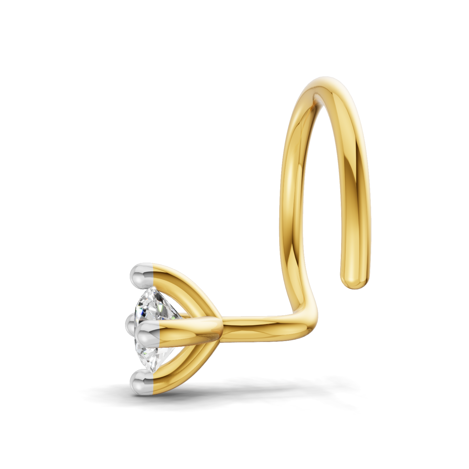 0.06 Carat Lab Grown Diamond 4-Prong Nose Stud Nosepin | 14K Yellow Gold (Wire)