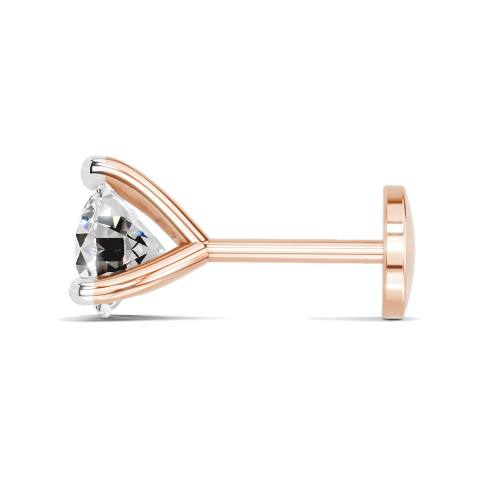 0.50 Ct Solitaire Round Shape Diamond Nose Pin | 14K Yellow Gold