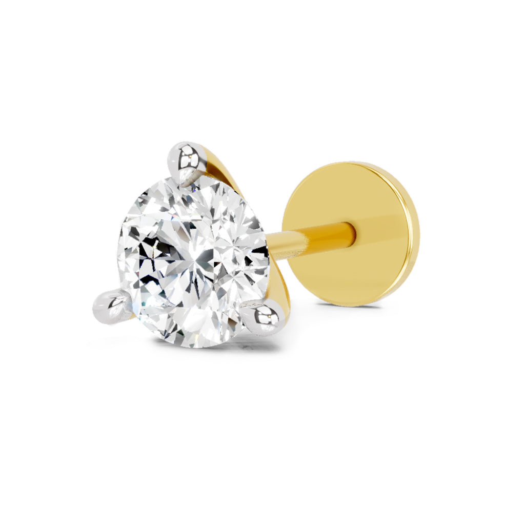 0.50 Ct Solitaire Round Shape Diamond Nose Pin | 14K Rose Gold