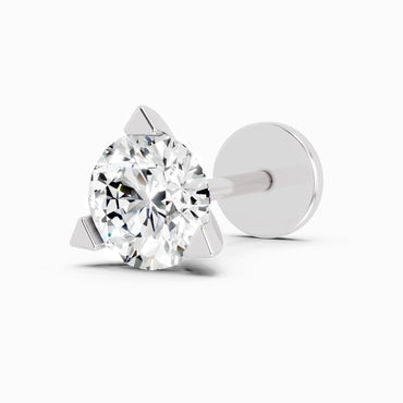 0.5 Carat Round Shape Solitaire Diamond Nose Pin | 14K White Gold-Screw